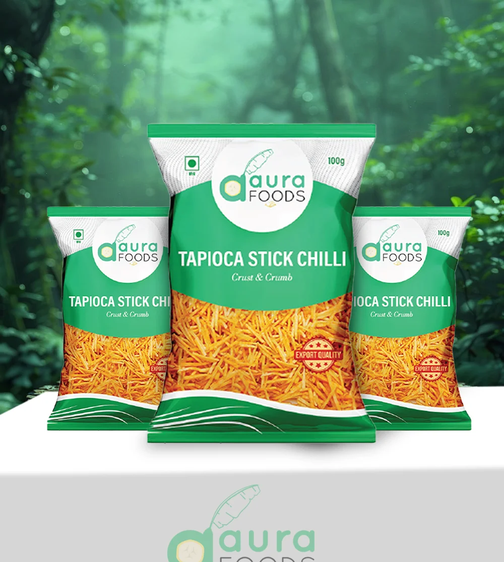 Crispy traditional Kerala tapioca chips made with coconut oil